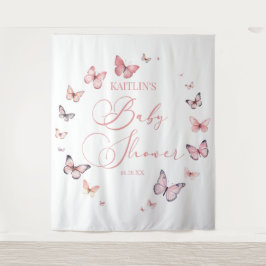 Elegant zacht roze vlinder Baby shower Wandkleed