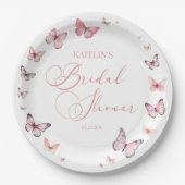 Elegant zacht roze vlinder Vrijgezellenfeest Papieren Bordje (Voorkant)