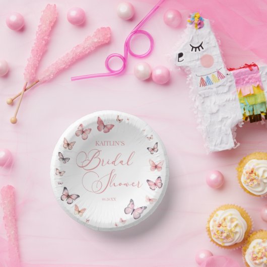 Elegant zacht roze vlinder Vrijgezellenfeest Papieren Kommen (Feest)