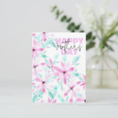 Elegant Zacht Roze Waterverf Bloemen Moederdag Briefkaart (Staand voorkant)