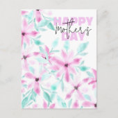 Elegant Zacht Roze Waterverf Bloemen Moederdag Briefkaart (Voorkant)