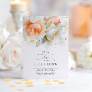 Elegant zacht terracotta bloemig Boho Baby shower Kaart