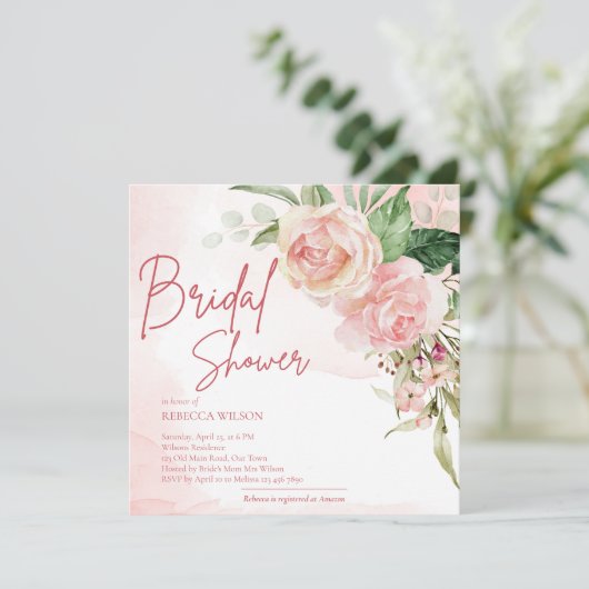 Elegant zacht wazig roze roze vrijgezellenfeest kaart (Staand voorkant)