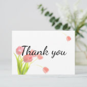Elegant Zachte Roze Tulpen Bedankkaart (Staand voorkant)