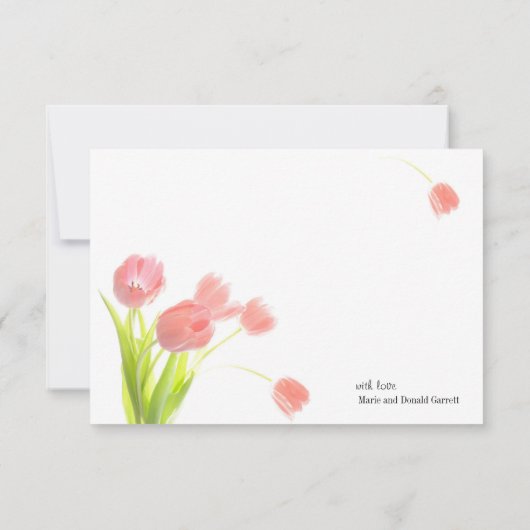 Elegant Zachte Roze Tulpen Bedankkaart (Achterkant)