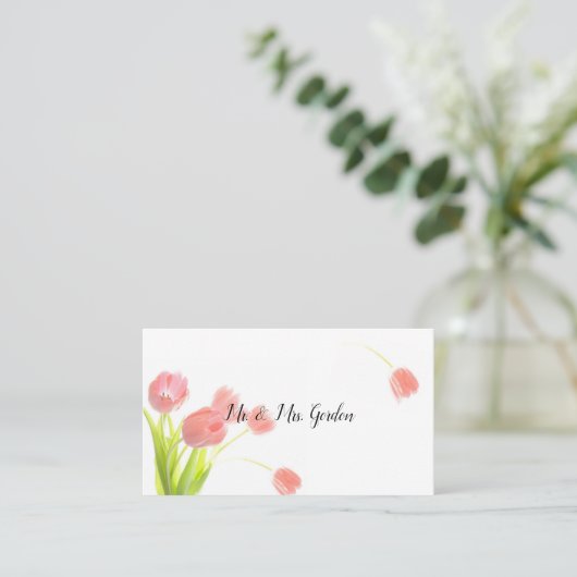 Elegant Zachte Roze Tulpen Plaatskaartje (Staand voorkant)