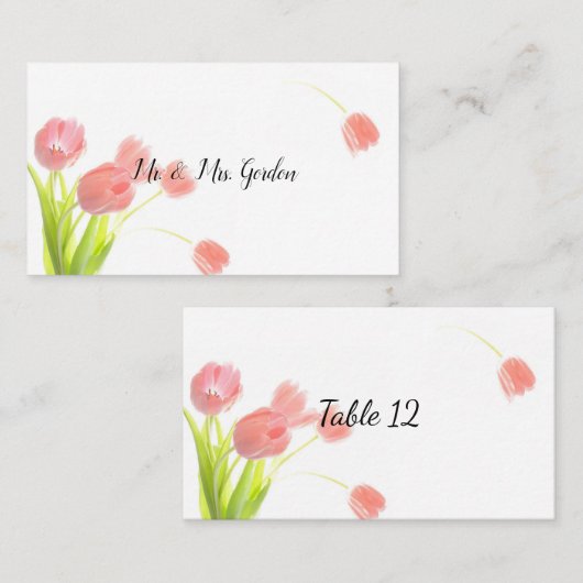 Elegant Zachte Roze Tulpen Plaatskaartje (Voorkant / Achterkant)