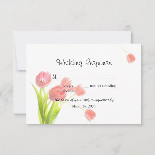 Elegant Zachte Roze Tulpen RSVP Kaartje (Voorkant)