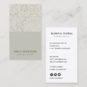 ELEGANT ZACHTE WITTE DAMASKVLOERPATROON VISITEKAARTJE (Voorkant / Achterkant)