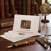 Elegant Zadel Leer Monogram Aangepast Bedankkaart