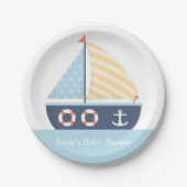 Elegant zailboot Nautical Baby shower Supply Papieren Bordje (Voorkant)