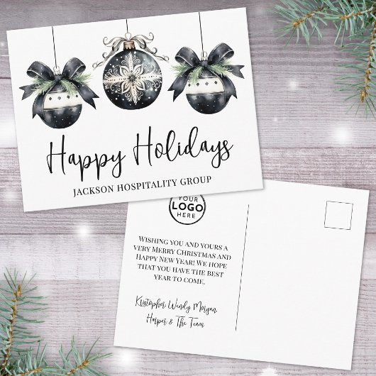 Elegant Zakelijk Logo Kerstmis Feestdagenkaart