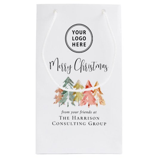 Elegant zakelijk logo Prettig kerstfeest Klein Cadeauzakje (Achterkant)