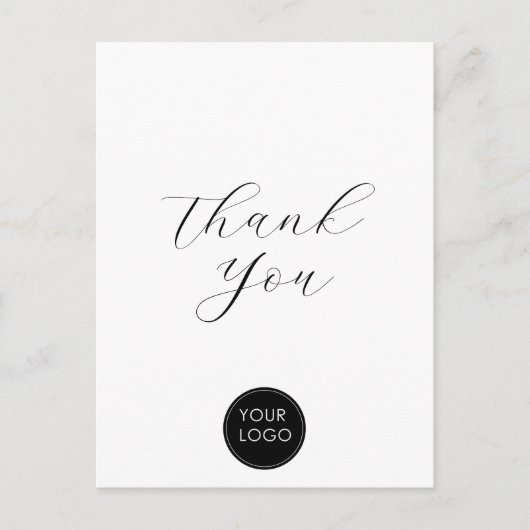 Elegant zakelijk logo script Bedankt Wit Briefkaart (Voorkant)