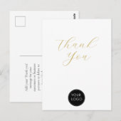Elegant Zakelijk Logo Script Bedankt Wit Briefkaart (Voorkant / Achterkant)