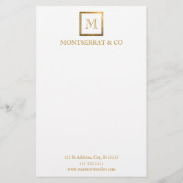 Elegant Zakelijk Monogram Logo Goud Vierkant Briefpapier