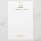 Elegant Zakelijk Monogram Logo Gouden Vierkant Briefpapier (Voorkant)