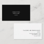 Elegant Zakelijk Professioneel Zwart Chic Visitekaartje (Voorkant / Achterkant)