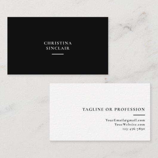 Elegant Zakelijk Professioneel Zwart Chic Visitekaartje (Voorkant / Achterkant)