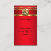 Elegant zakelijk rood goud damast juweel visitekaartje (Achterkant)