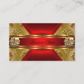 Elegant zakelijk rood goud damast juweel visitekaartje (Voorkant)