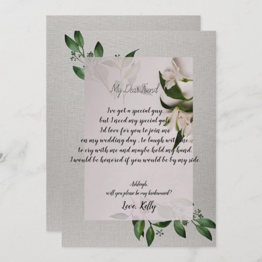Elegant zal mijn bruidsmeisje uitnodiging zijn (Voorkant / Achterkant)