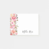 Elegant zalm Roze Floral Name Post-it® Notes (Voorkant)