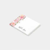 Elegant zalm Roze Floral Name Post-it® Notes (Schuin)