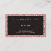 Elegant zalm roze glitter met zwarte accenten visitekaartje (Achterkant)