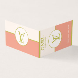 Elegant zalmroze dubbelmonogram visitekaartje