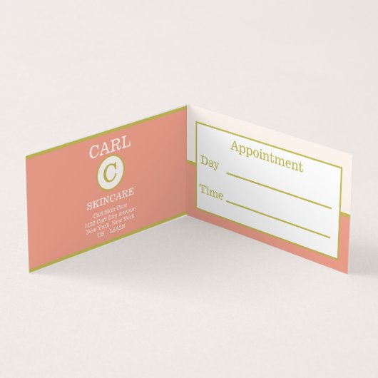 Elegant zalmroze dubbelmonogram visitekaartje (Binnen)