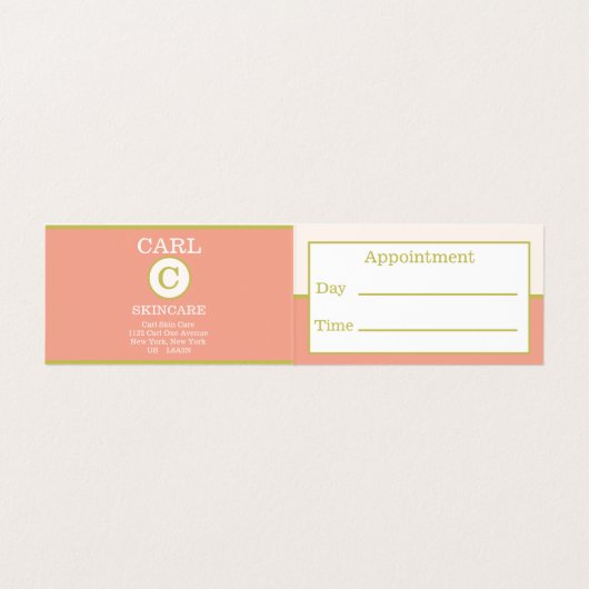 Elegant zalmroze dubbelmonogram visitekaartje (Binnenkant ongevouwen)