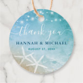 Elegant Zand Dollar Dank u Strand Bruiloft Bedankjes Labels (Achterkant)