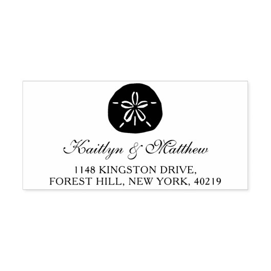 Elegant Zand Dollar Strand Bruiloft Retouradres Zelfinktende Stempel (Design)