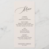 Elegant zand minimalistische bruiloft menu (Voorkant)