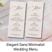 Elegant zand minimalistische bruiloft menu