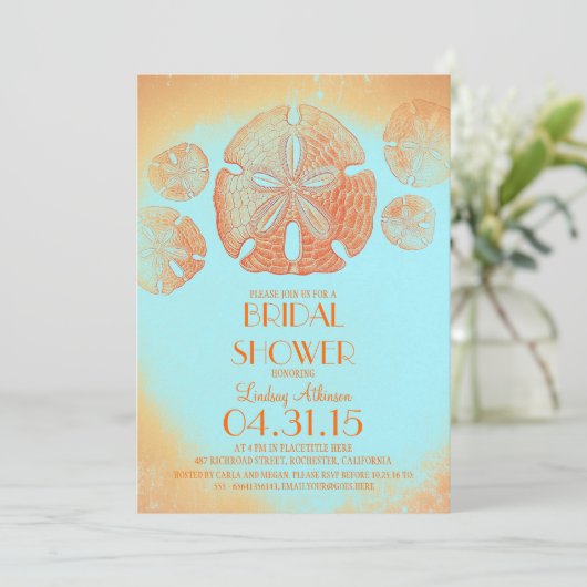 Elegant zanddollar strand vrijgezellenfeest kaart (Staand voorkant)