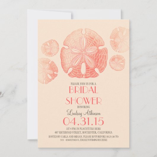 Elegant  zanddollar strand vrijgezellenfeest kaart (Voorkant)