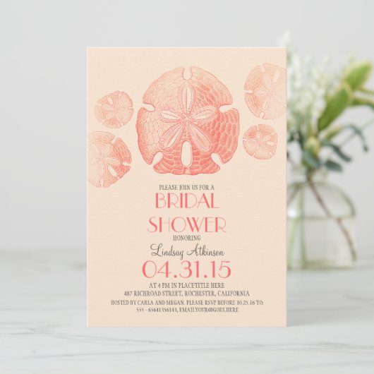 Elegant  zanddollar strand vrijgezellenfeest kaart (Staand voorkant)