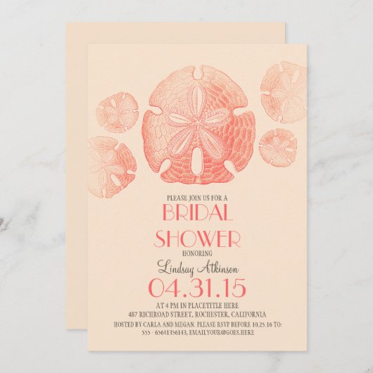 Elegant  zanddollar strand vrijgezellenfeest kaart (Voorkant / Achterkant)