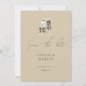 Elegant zandgroen Save The Date Kaart (Voorkant)