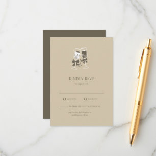 Elegant Zandgroen Wedding RSVP Kaart