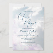 Elegant Ze is op wolk 9 Stof Blauw Bruidsfeest Kaart