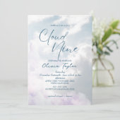 Elegant Ze is op wolk 9 Stof Blauw Bruidsfeest Kaart