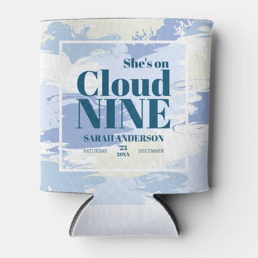 Elegant Ze is op Wolken Bridal Shower Blauw Blikjeskoeler (Voorkant)