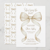 Elegant Ze is Tying the Knot Bow Vrijgezellenfeest Kaart (Voorkant / Achterkant)