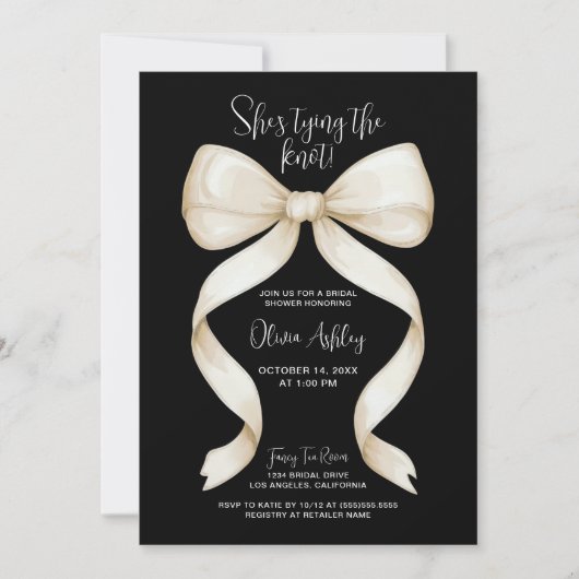 Elegant Ze is Tying the Knot Bow Vrijgezellenfeest Kaart (Voorkant)