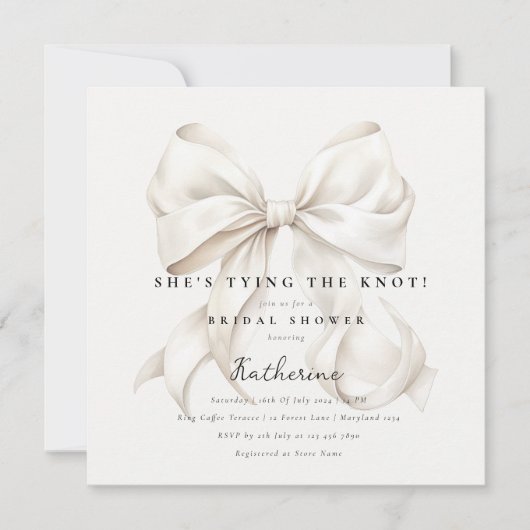 Elegant Ze is Tying the Knot Bow Vrijgezellenfeest Kaart (Voorkant)