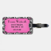 Elegant Zebra Art Deco Pink Diamond Bagagelabel (Achterkant horizontaal)