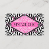Elegant Zebra Art Deco Pink Diamond Lace Visitekaartje (Voorkant)